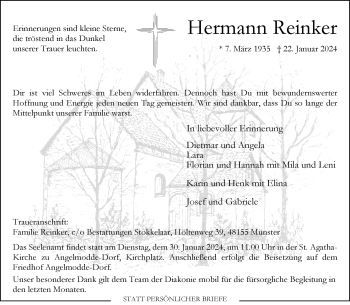 Anzeige von Hermann Reinker 