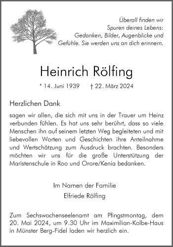 Anzeige von Heinrich Rölfing 