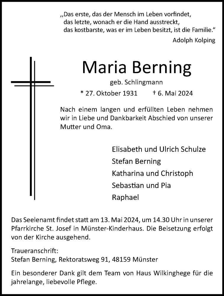  Traueranzeige für   vom 11.05.2024 aus 