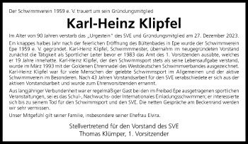Anzeige von Karl-Heinz Klipfel 