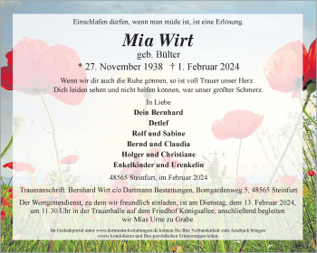 Anzeige von Mia Wirt 