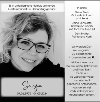 Anzeige von Sonja Lütke Harmann 