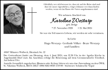 Anzeige von Karoline Westarp 