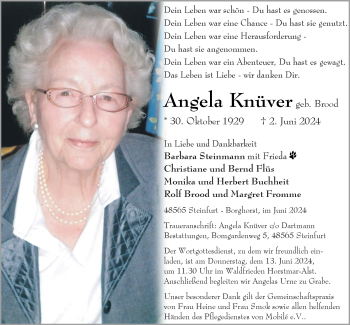 Anzeige von Angela Knüver 