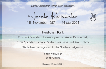 Anzeige von Harald Kalkühler 