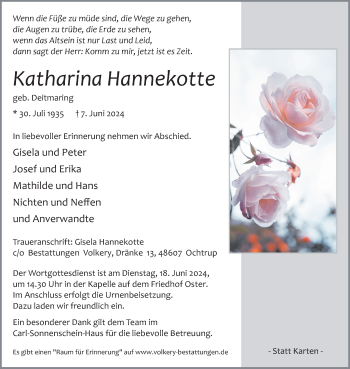 Anzeige von Katharina Hannekotte 