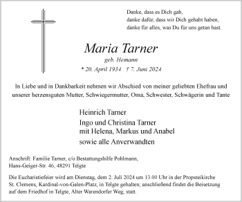 Anzeige von Maria Tarner 