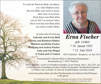Anzeige von Erna Fischer 
