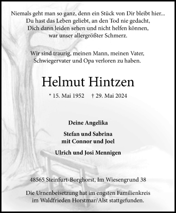 Anzeige von Helmut Hintzen 