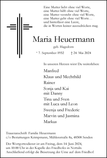 Anzeige von Maria Heuermann 