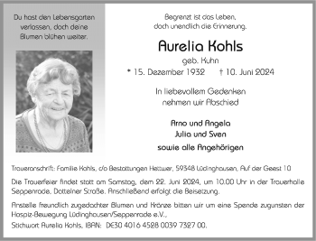 Anzeige von Aurelia Kohls 