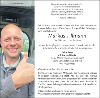 Anzeige von Markus Tillmann 