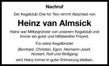 Anzeige von Heinz van Almsick 