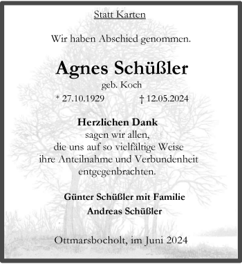 Anzeige von Agnes Schüßler 