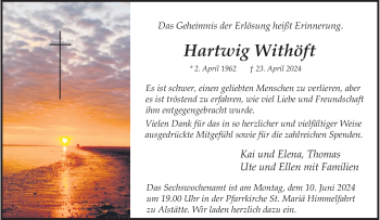 Anzeige von Hartwig Withöft 