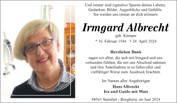 Anzeige von Irmgard Albrecht 