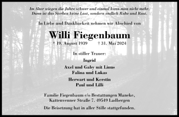 Anzeige von Willi Fiegenbaum 
