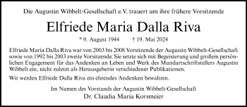 Anzeige von Elfriede Maria Dalla Riva 