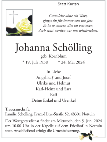 Anzeige von Johanna Schölling 