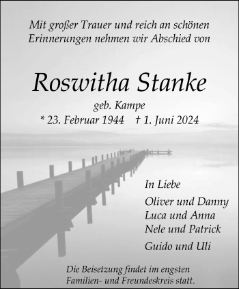 Anzeige von Roswitha Stanke 