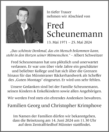 Anzeige von Fred Scheunemann 