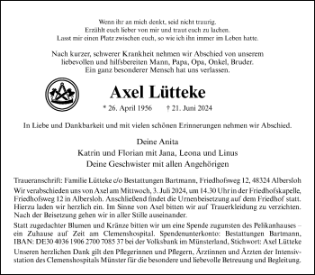 Anzeige von Axel Lütteke 