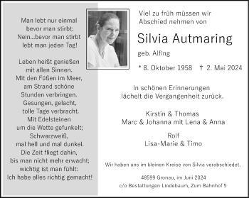 Anzeige von Silvia Autmaring 