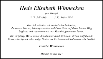 Anzeige von Hede Elisabeth Winnecken 