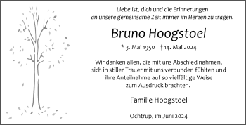 Anzeige von Bruno Hoogstoel 