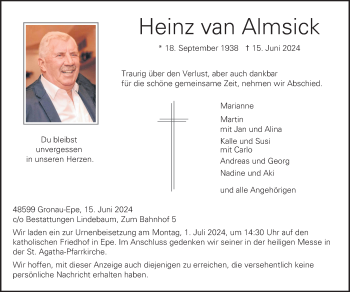 Anzeige von Heinz van Almsick 