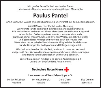 Anzeige von Paulus Pantel 
