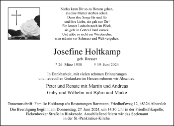 Anzeige von Josefine Holtkamp 