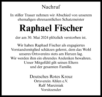 Anzeige von Raphael Fischer 