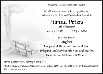 Anzeige von Hanna Peters 