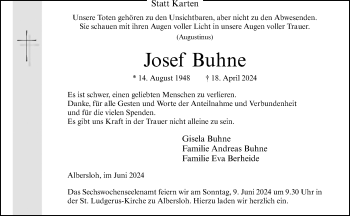 Anzeige von Josef Buhne 
