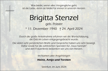 Anzeige von Brigitta Stenzel 