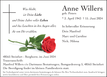 Anzeige von Anne Willers 