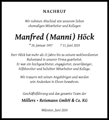 Anzeige von Manfred Höck 