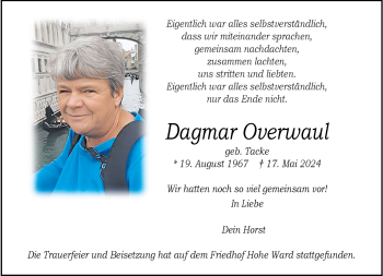 Anzeige von Dagmar Overwaul 