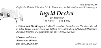 Anzeige von Ingrid Decker 