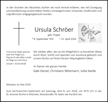 Anzeige von Ursula Schröer 