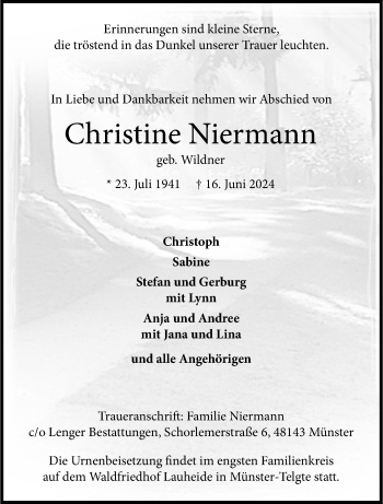 Anzeige von Christine Niermann 