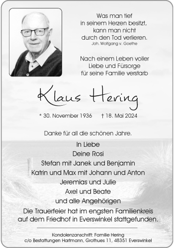 Anzeige von Klaus Hering 