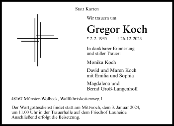 Anzeige von Gregor Koch 