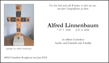 Anzeige von Alfred Linnenbaum 