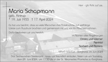 Anzeige von Maria Schapmann 