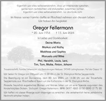 Anzeige von Gregor Fellermann 