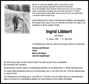 Anzeige von Ingrid Löbbert 