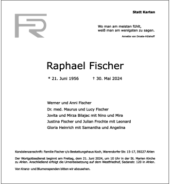 Anzeige von Raphael Fischer 