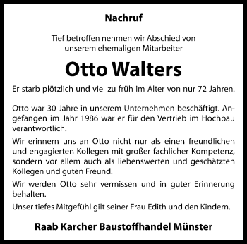Anzeige von Otto Walters 